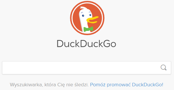 logo i pole wyszukiwania wyszukiwarki duck duck go