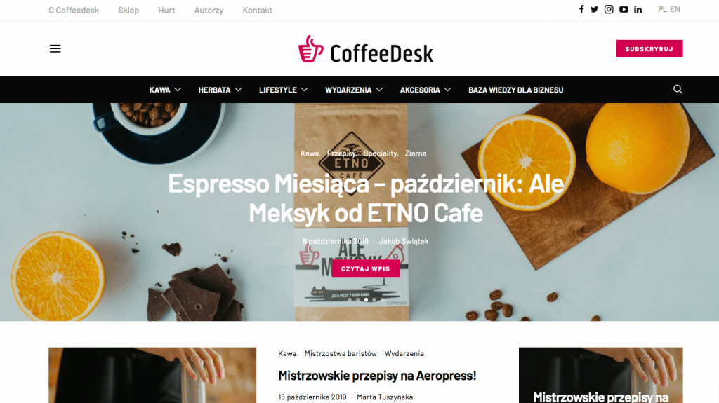 content marketing w CofffeDesk – blog o kawie