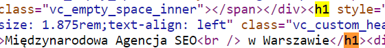 Nagłówki h 2 i h 3 pokazane w kodzie źródłowym strony