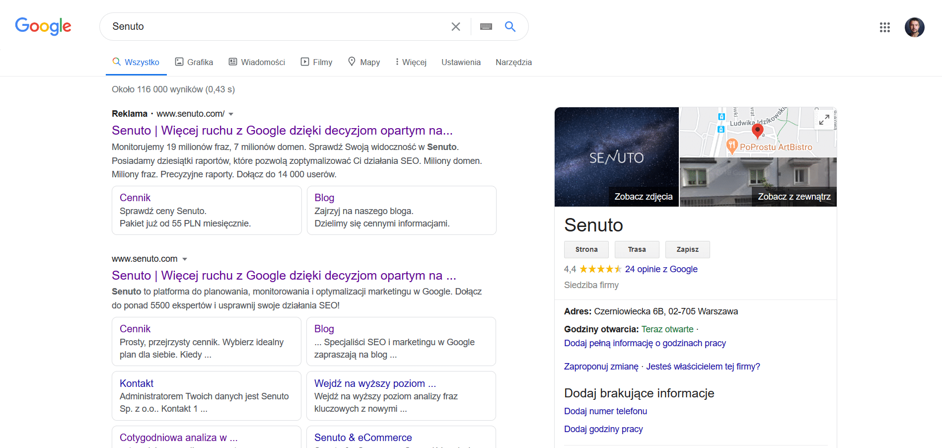 SERP Analysis - Senuto