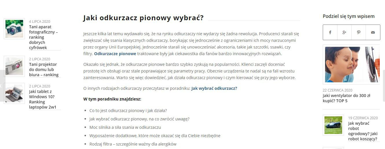 pozycjonowanie sklepu internetowego | screen artykułu poradnikowego z komputronik.pl