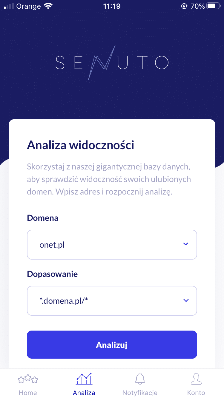 widok w aplikacji mobilnej senuto