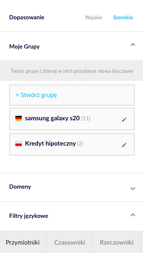 grupowanie słów w bazie słó kluczowych