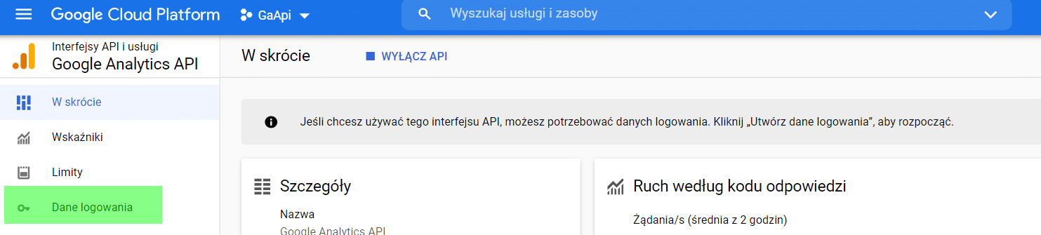 API Google analytics