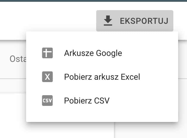 Możliwości eksportu danych