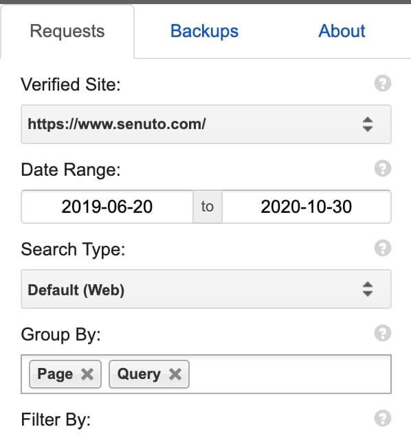 Raport z Search Analytics for Sheets dla 2 wymiarów