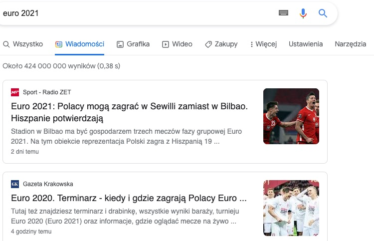 Wyniki z Wiadomości