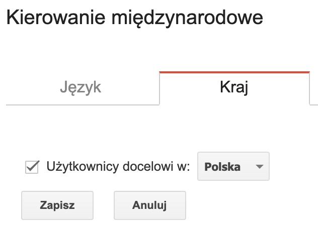 Ustawienia kierowania międzynarodowego