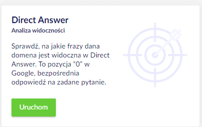 Narzędzie do badania wyników Direct Answer w Senuto