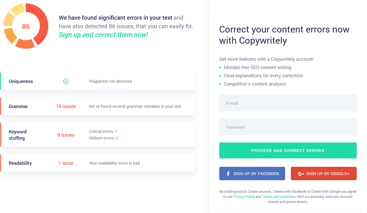 Check for duplicate content with copywritely tool