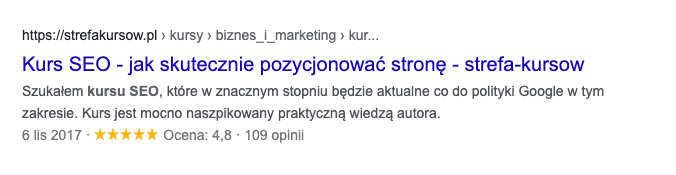 kurs seo strefa kursów w serp google