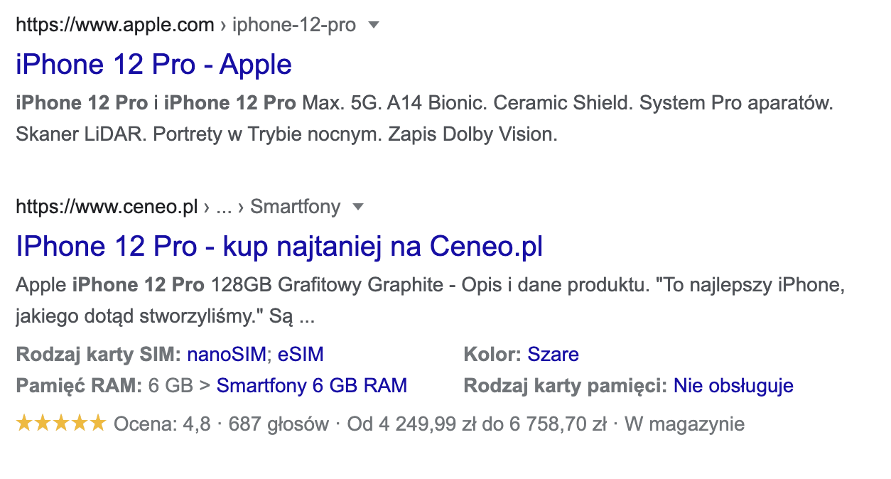 iphone 12 pro serp w google