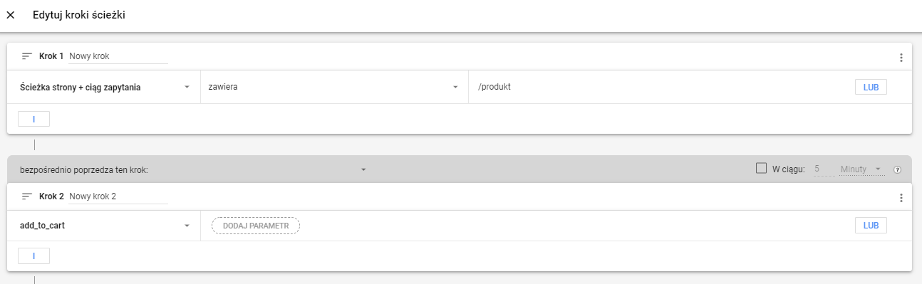 Example of Path Analysis configuration in GA4 - product card views