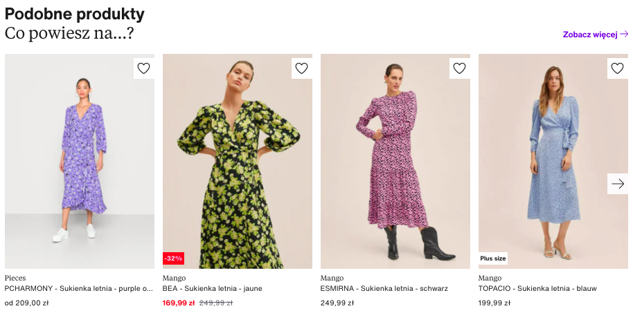 odporúčania na karte produktu zalando.co.uk