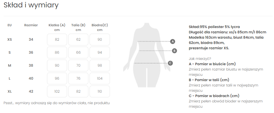 tabela rozmiarów na stronie mosquito-sklep.pl