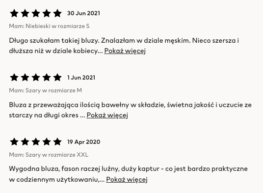 termékértékelések a hm.com-on