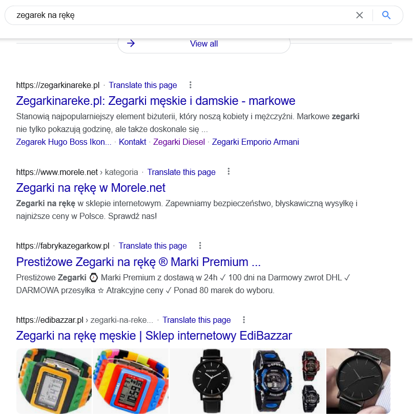 wyniki wyszukiwania google frazy zegarek męski