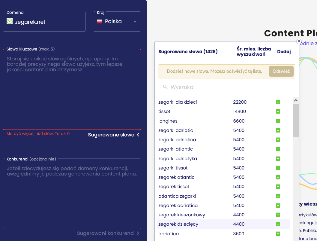 lista de cuvinte cheie sugerate pentru site-ul watch.net