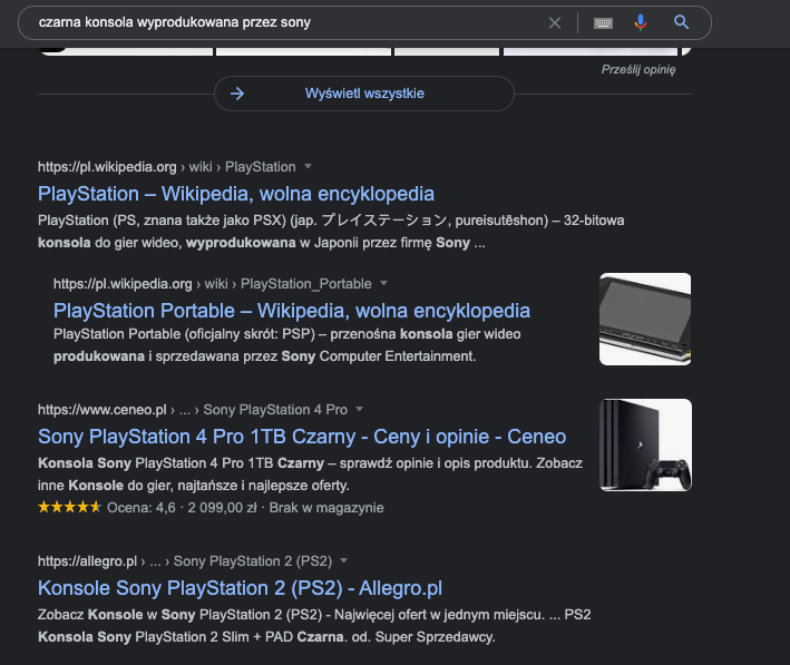 Wyniki wyszukiwania dla zapytania "czarna konsola wyprodukowana przez Sony"