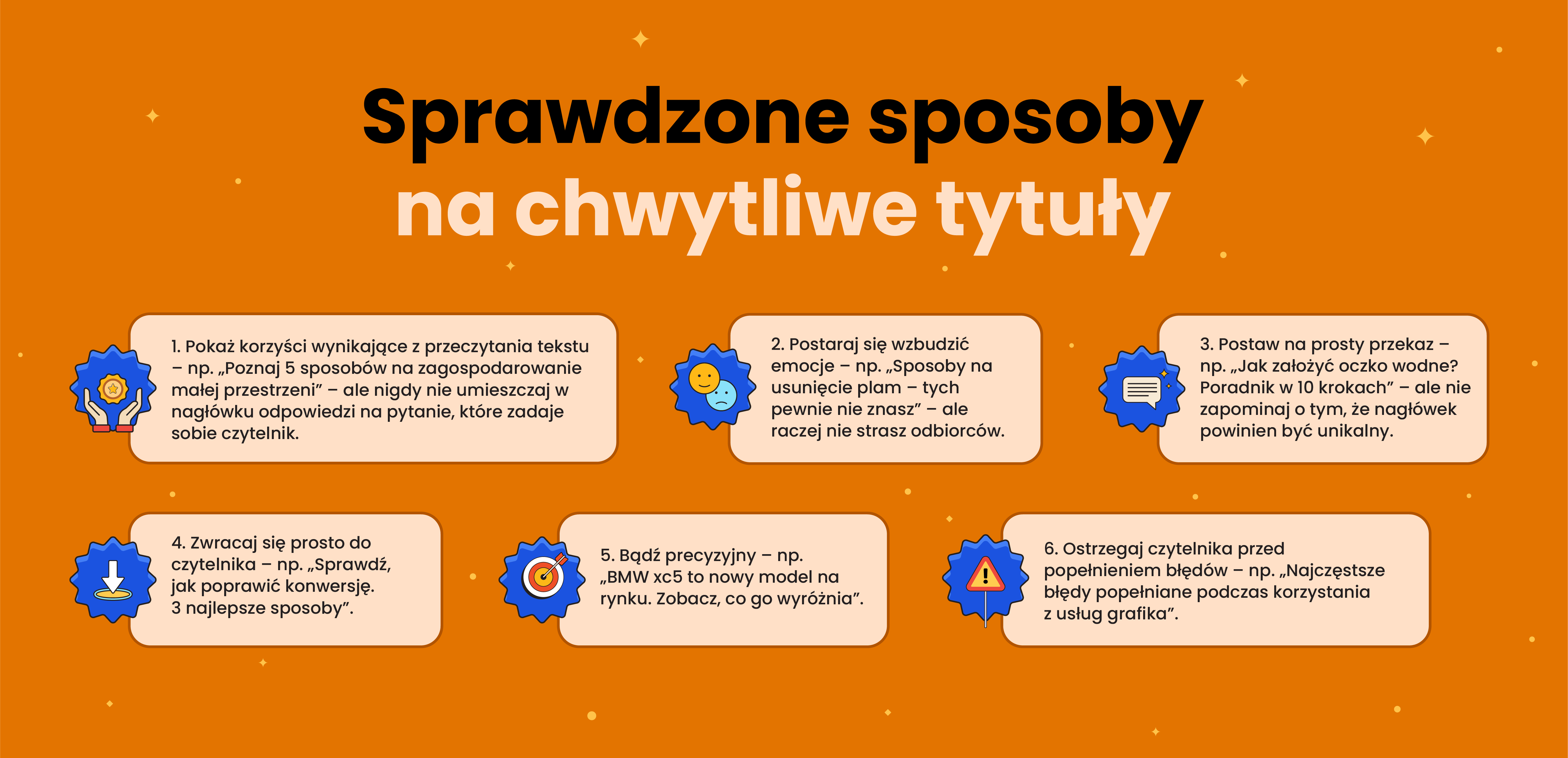 sposoby na chwytliwy tytuł tekstu | grafika | Senuto