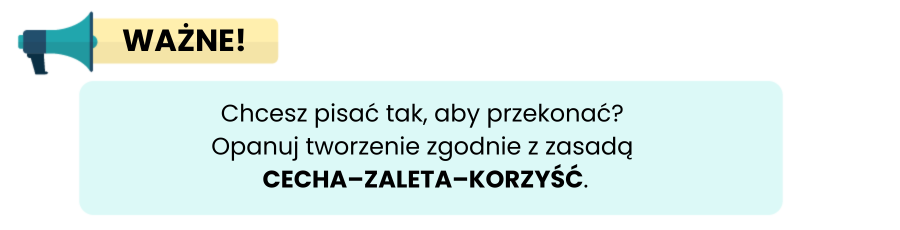 Értékesítési szöveg | Grafika a FEATURE-Benefit elvre való emlékeztetővel | senuco.com