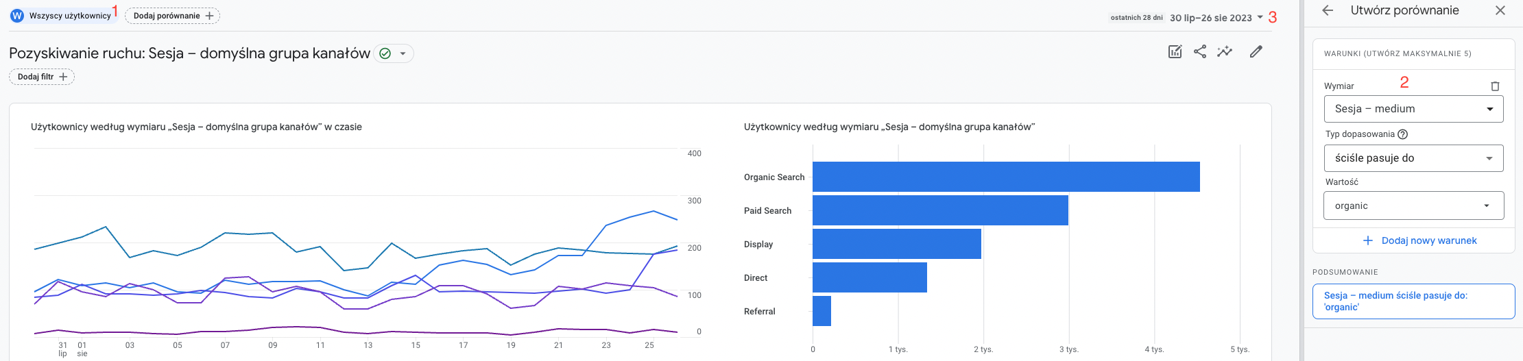 analiza SEO sklepu: screen google-analitycs-uzytkownicy-organiczni