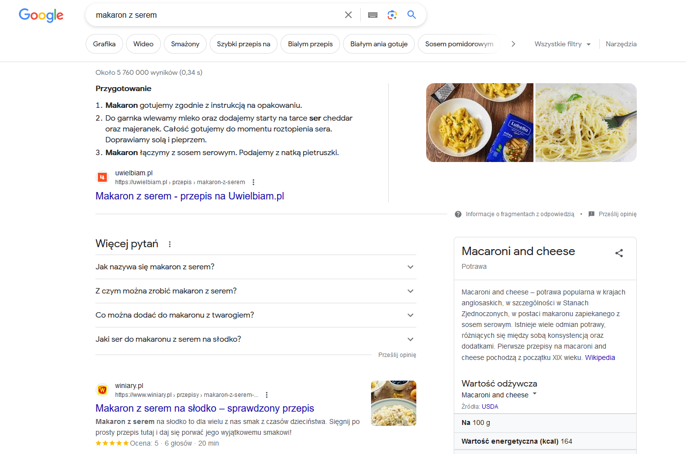 intenție de căutare | ecran din Google | senuto.com