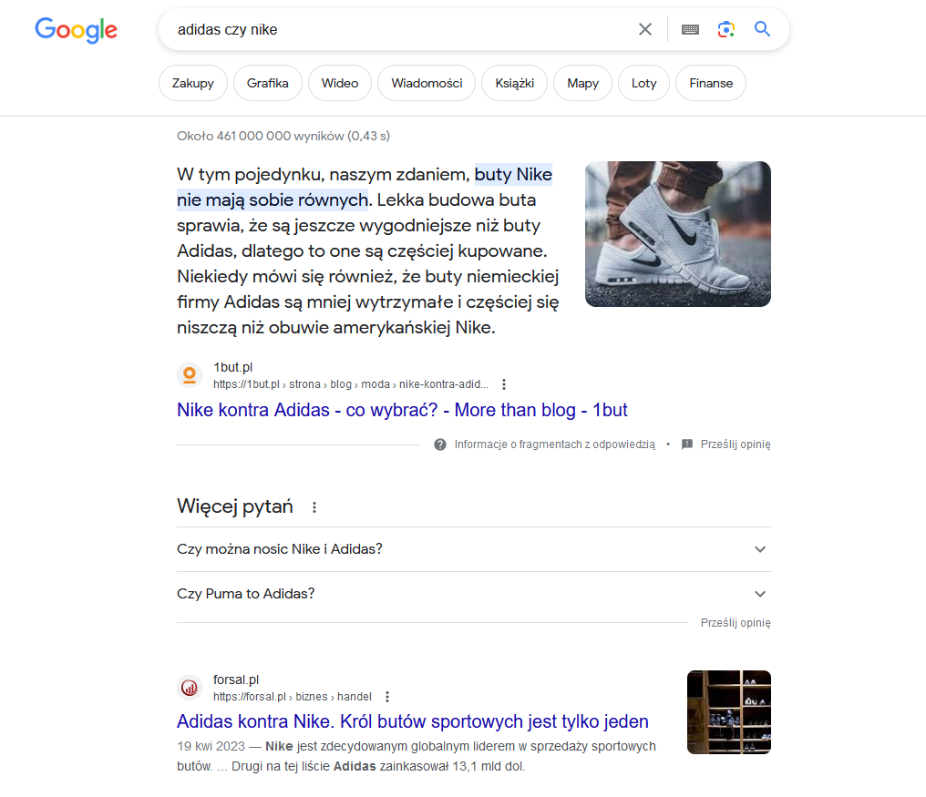záměr vyhledávání | obrazovka z Google | senuto.com