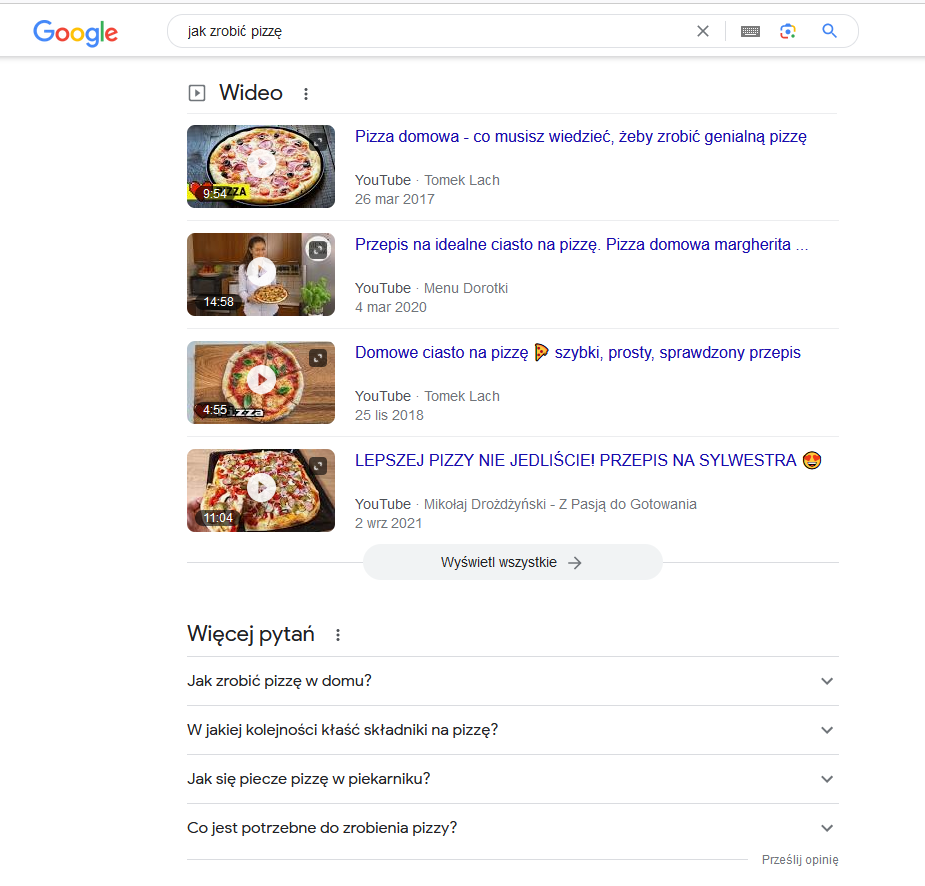 zámer vyhľadávania | obrazovka z Google | senuto.com