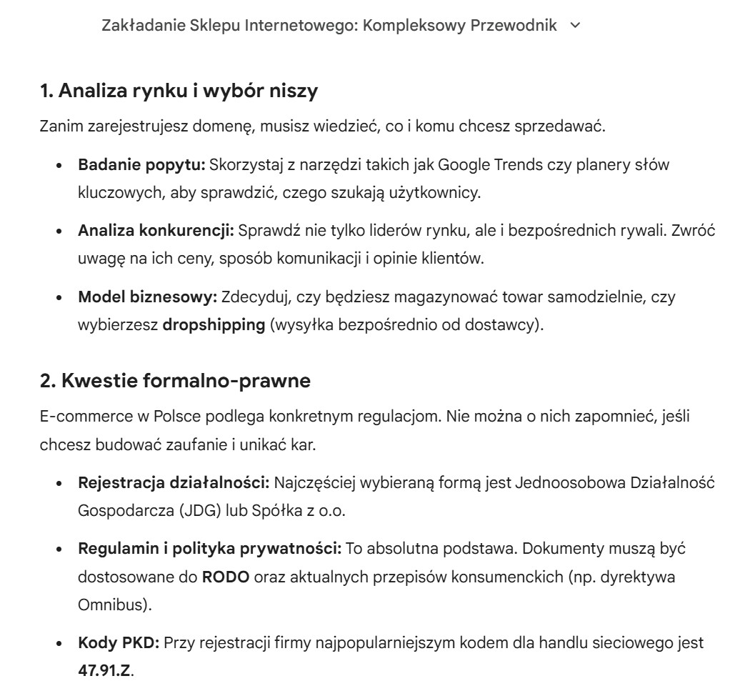 typowe wypunktowania AI