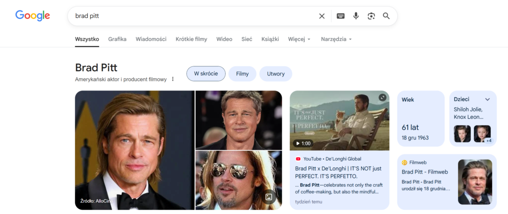 Panel wiedzy Google