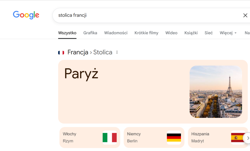 przykład direct answer