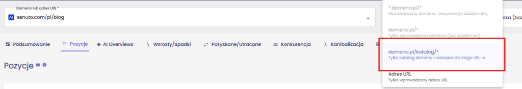 analiza danych tylko dla konkretnego katalogu
