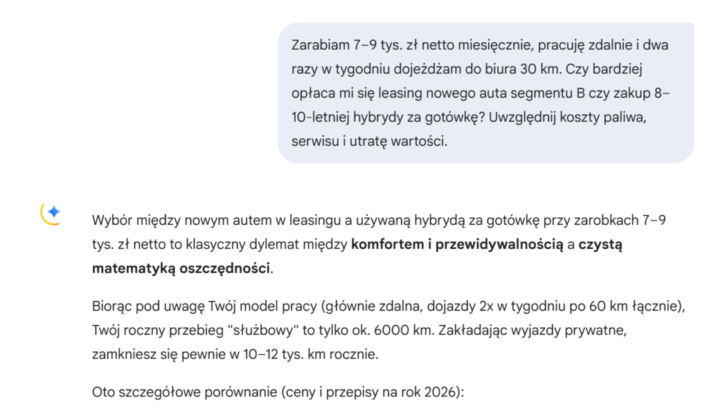 standardowe zapytanie w 2026 roku