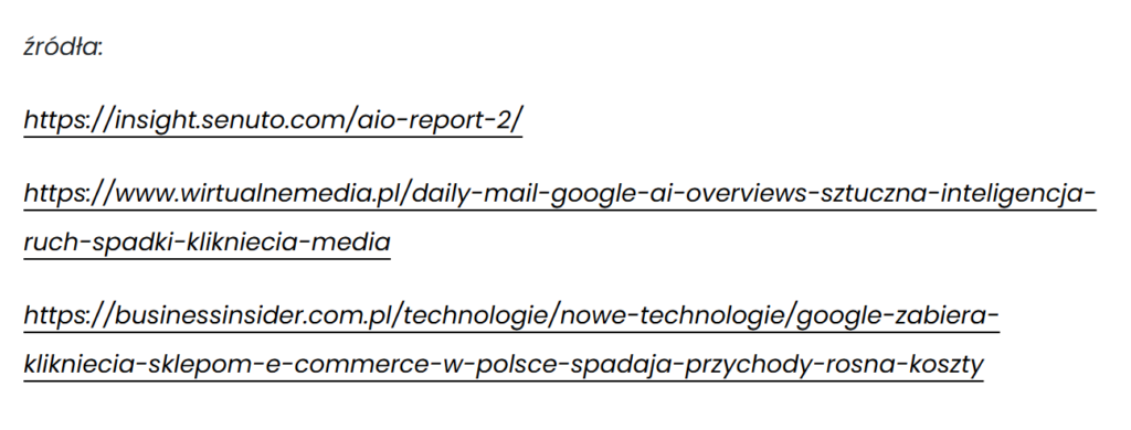lista źródeł pod artykułem